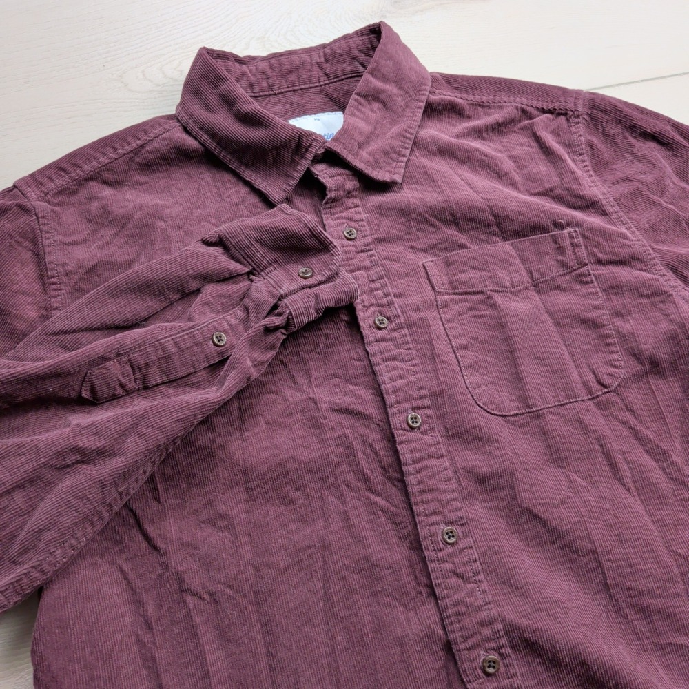 Katin Granada Corduroy Shirt Mens M Button Down Burgundy Long Sleeve Cotton